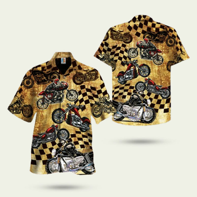 MOTORCYCLE RETRO PATTERN HAWAIIAN SHIRT