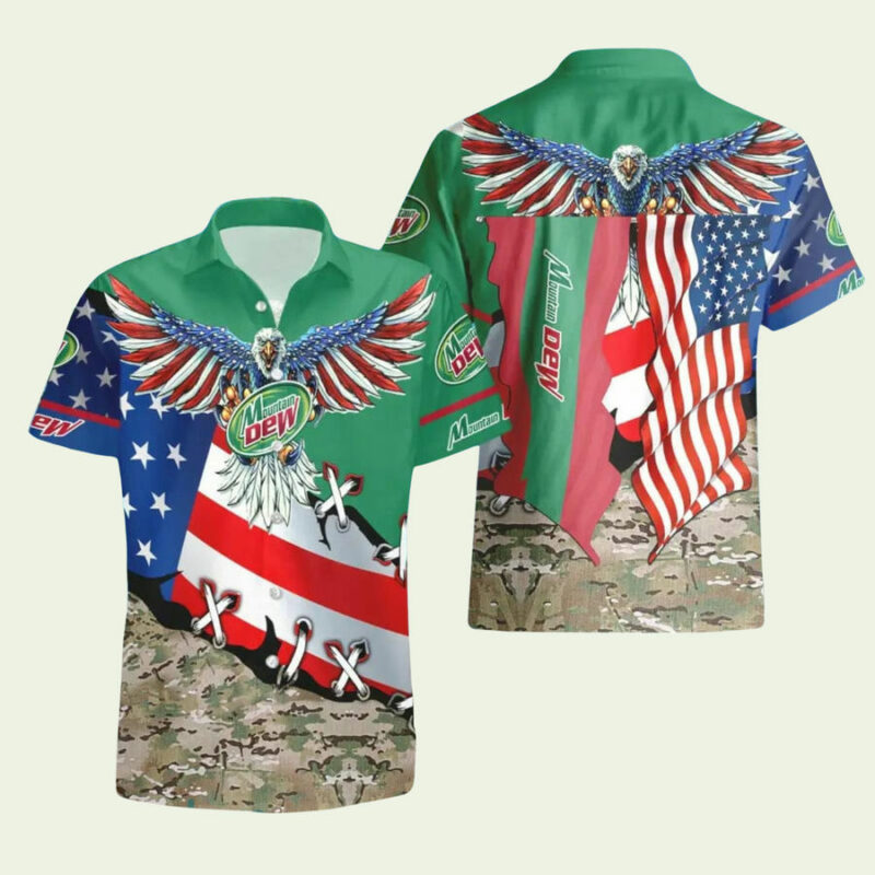 MOUNTAIN DEW EAGE USA FLAG HAWAIIAN SHIRT