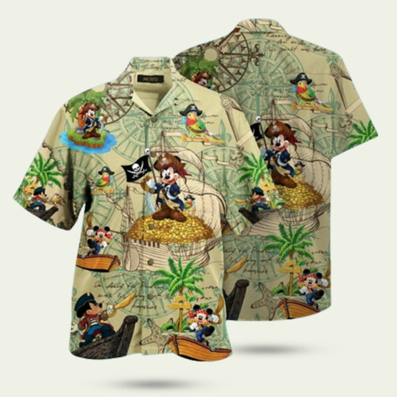 MOUSE PIRATE TROPICAL PIRATES OF THE CARIBBEAN DISNEY CRUISE HAWAIIAN SHIRT