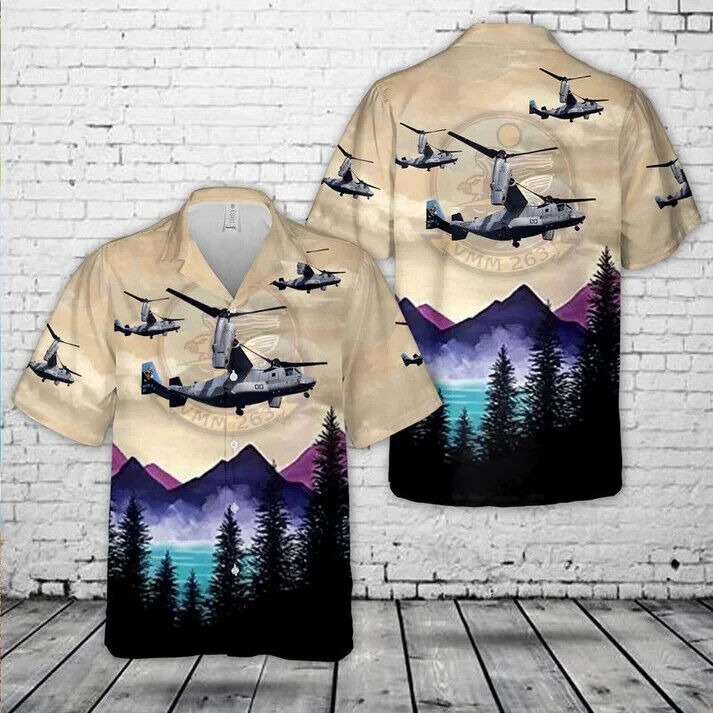 Marine Medium Tiltrotor Hawaiian Shirt, Beach Shirt, Gift For Men, S-5XL US Size