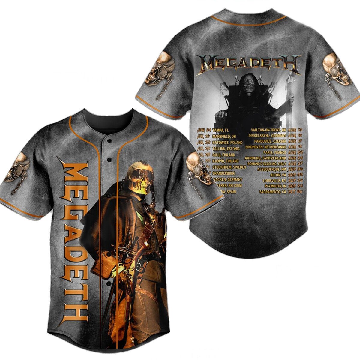 Megadeth Tour Dates Baseball Jersey Megadeth 3D Print Unisex T-Shirt Men Women