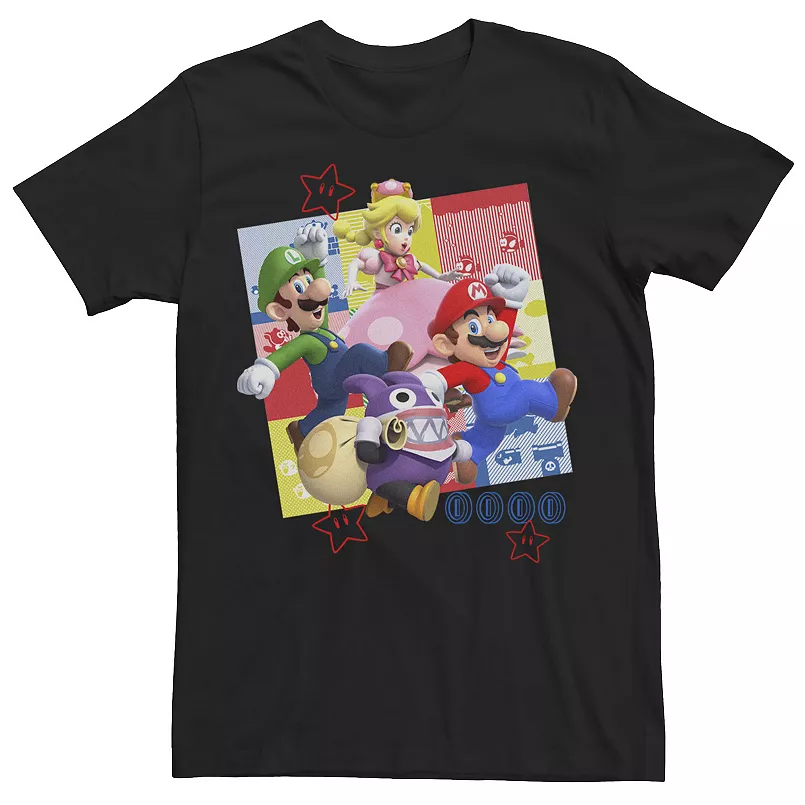 Men's Nintendo Super Mario Character Panel Collage Tee