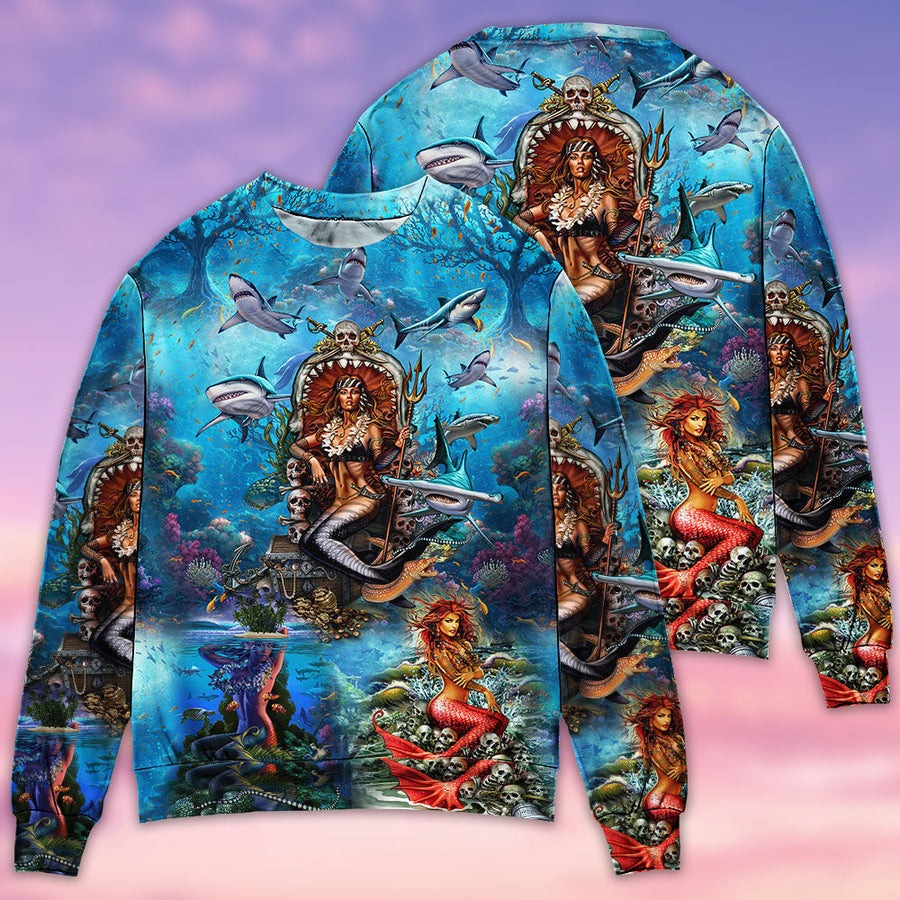 Mermaid Beautiful And Skull - Sweater - Ugly Christmas Sweaters