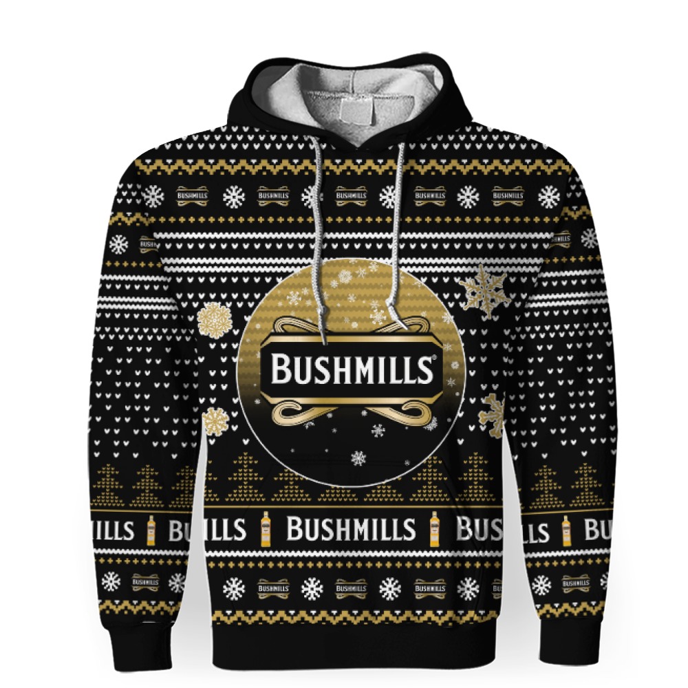 Merry Christmas 2022 Ugly Unisexl American Bushmills Irish Whiskey, Hoodie, Sweatshirt-3D Unisex Hoodie