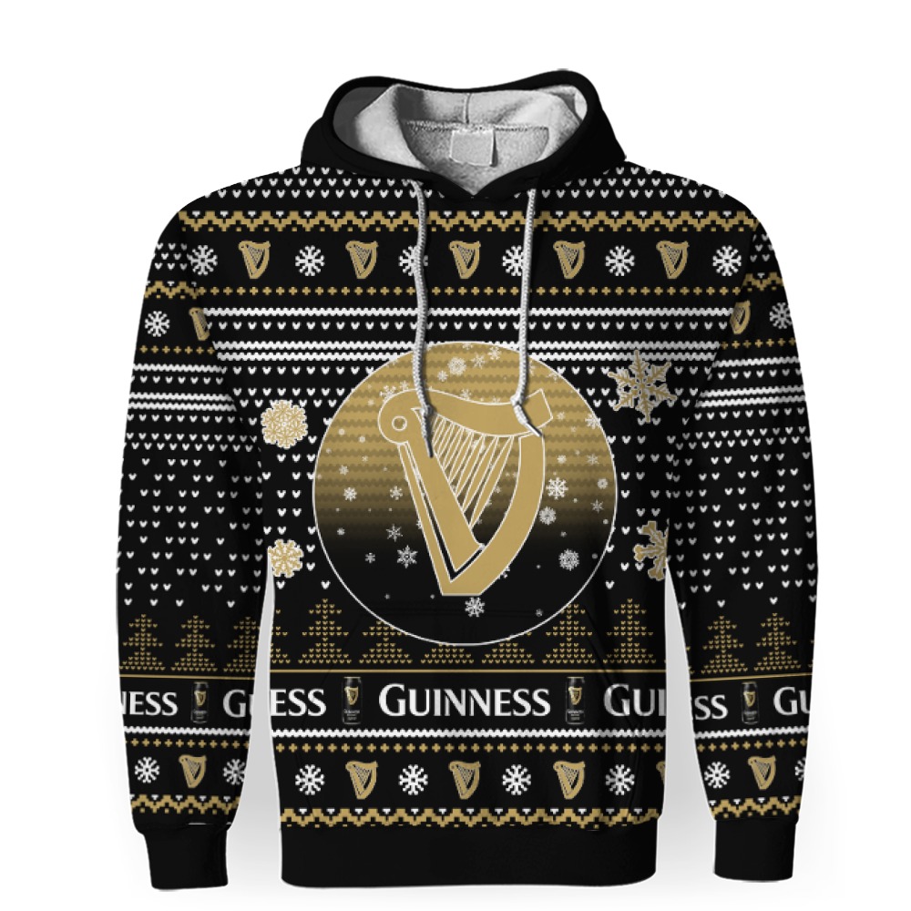 Merry Christmas 2022 Ugly Unisexl American Guinness Beers, Hoodie, Sweatshirt-3D Unisex Hoodie