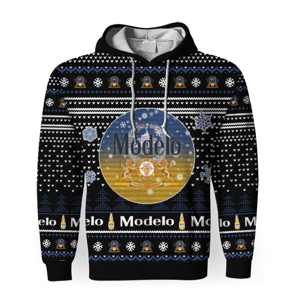 Merry Christmas 2022 Ugly Unisexl American Modelo Beers, Hoodie, Sweatshirt-3D Unisex Hoodie