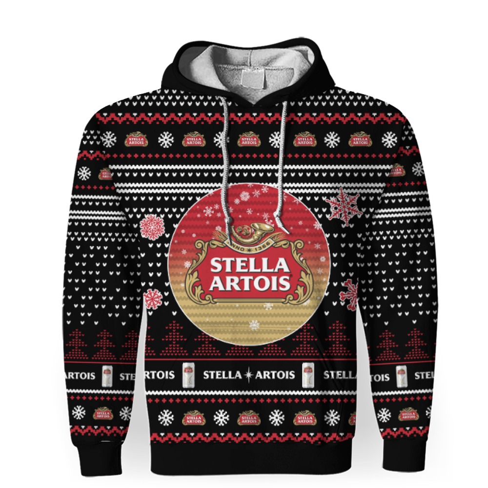 Merry Christmas 2022 Ugly Unisexl American Stella Artois Beers, Hoodie, Sweatshirt-3D Unisex Hoodie