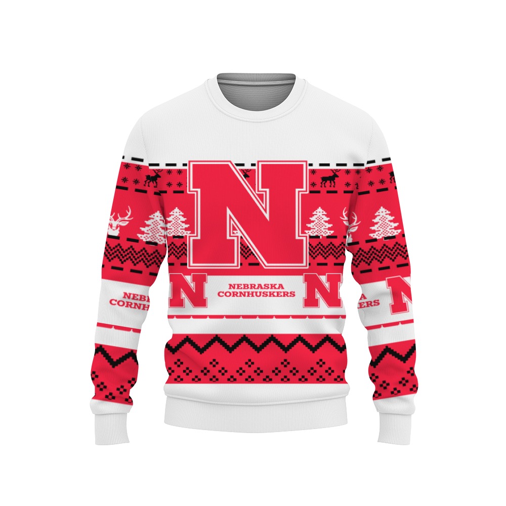 Merry Christmas Snow Pattern Funny Cute Nebraska Cornhuskers Gifts Unisex 3D T-Shirt, Sweater, Hoodie, Sweatshirt-3D Sweatshirt