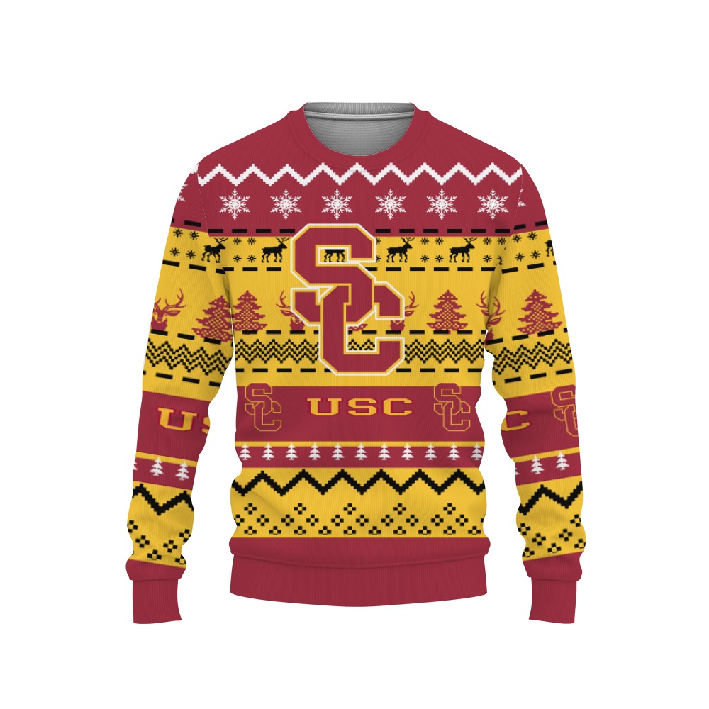 Merry Christmas Snow Pattern Funny Cute USC Trojans Gifts Unisex 3D T-Shirt, Sweater, Hoodie, Sweatshirt-3D Sweatshirt