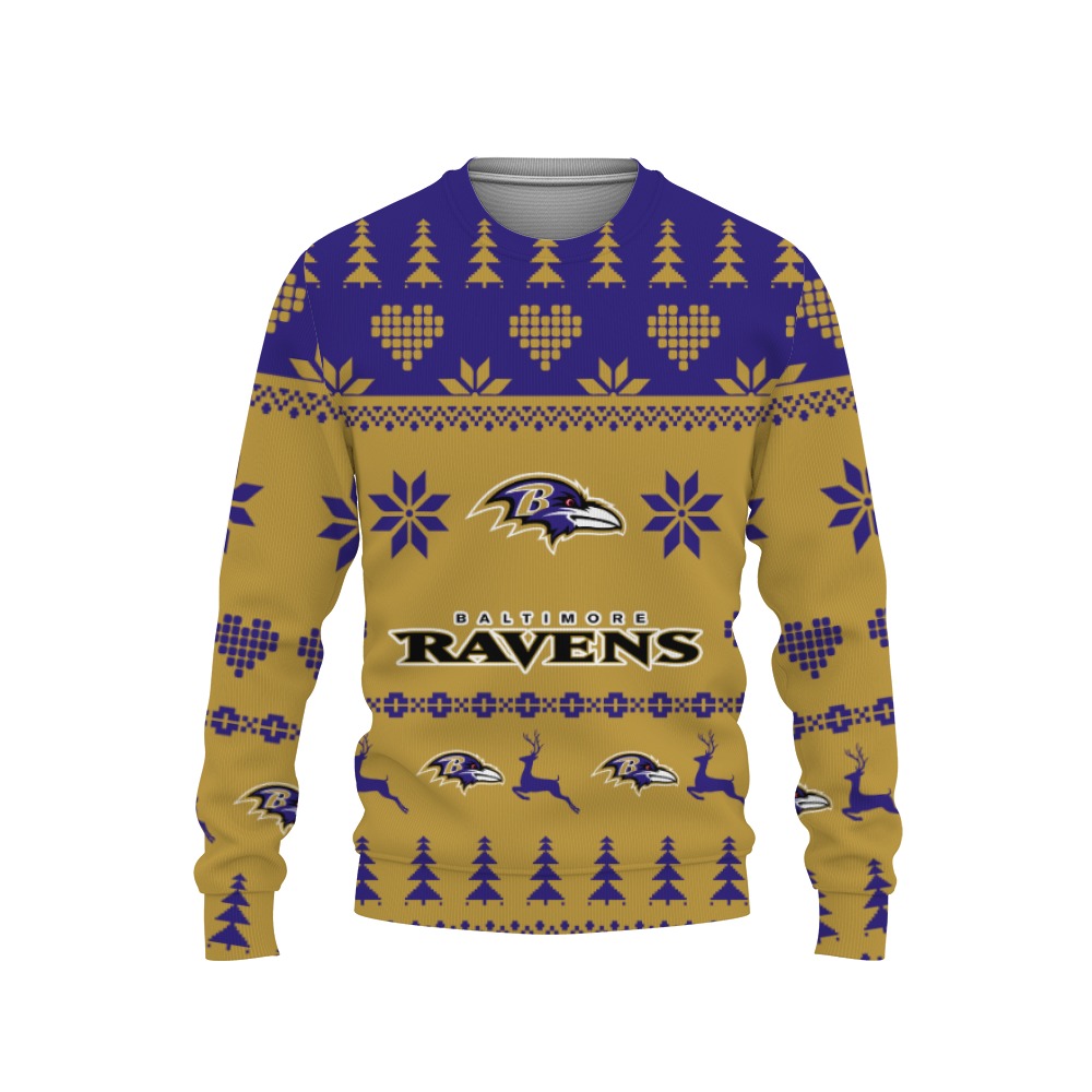 Merry Christmas Urly Sweater Funny Baltimore Ravens Unisex Gifts For Fan Merry Christmas Tree, Hoodie, Sweatshirt-3D Sweatshirt