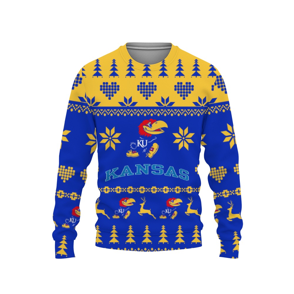 Merry Christmas Urly Sweater Funny Kansas Jayhawks Unisex Gifts For Fan Merry Christmas Tree, Hoodie, Sweatshirt-3D Sweatshirt