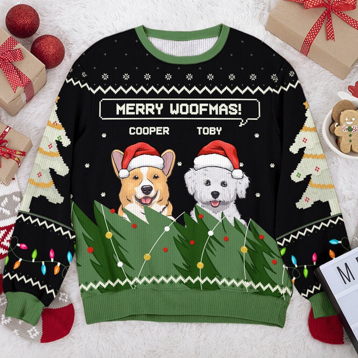 Merry Woofmas - Dog Personalized Custom Ugly Sweatshirt - Unisex Wool Jumper - Christmas Gift For Pet Owners, Pet Lovers