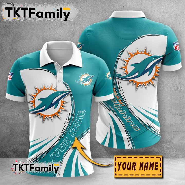Miami Dolphins Custom Name 3D Polo Shirt TKT Familys