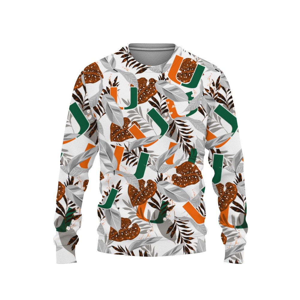 Miami Football Champions Sports Hawaiian Tropical Patterns Shirt-3D Sweatshirt