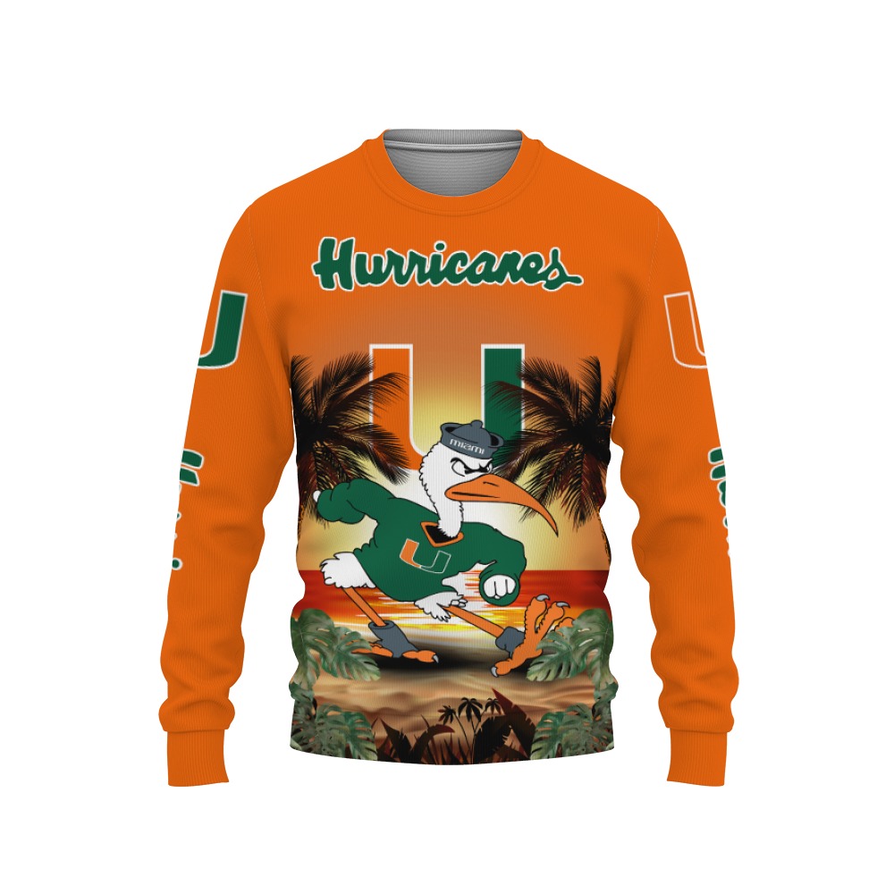 Miami Hurricanes Clothing ' ' Sunset Champions Basketball 2023-3D Sweatshirt