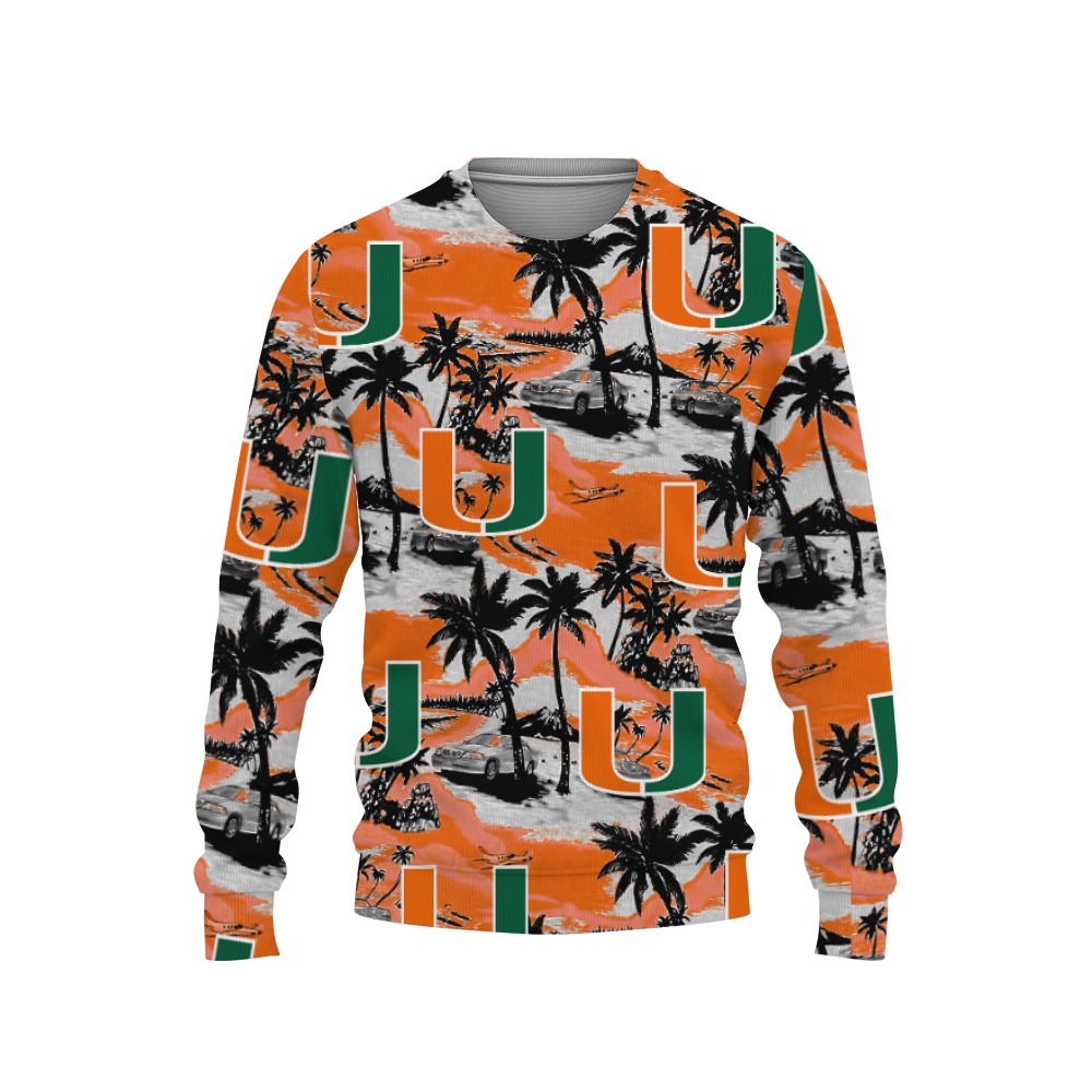 Miami Hurricanes Tropical Patterns For Fans Club New Trends Gifts Unisex 3D T-Shirt, Hoodie, Sweatshirt-3D Sweatshirt