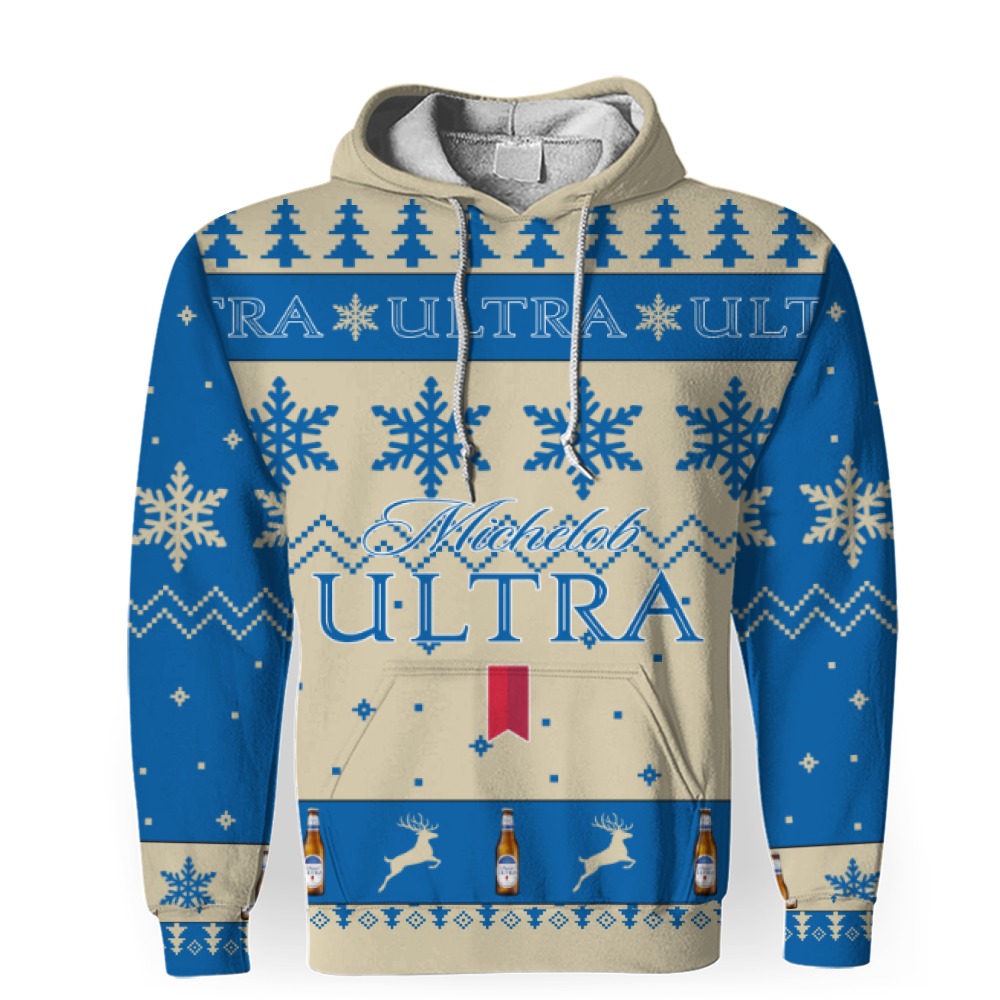 Michelob Ultra Beers Merry Christmas Unisex Gift Fan-3D Unisex Hoodie