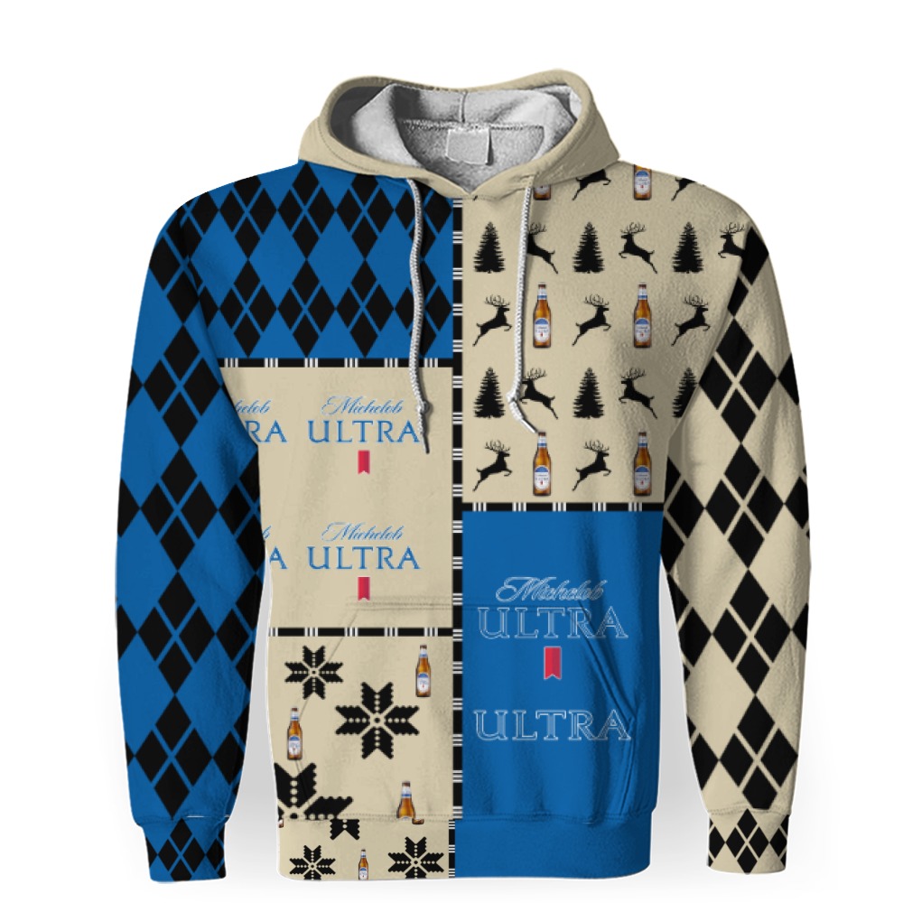 Michelob Ultra Beers Merry Christmas Whiskey And Beers-3D Unisex Hoodie