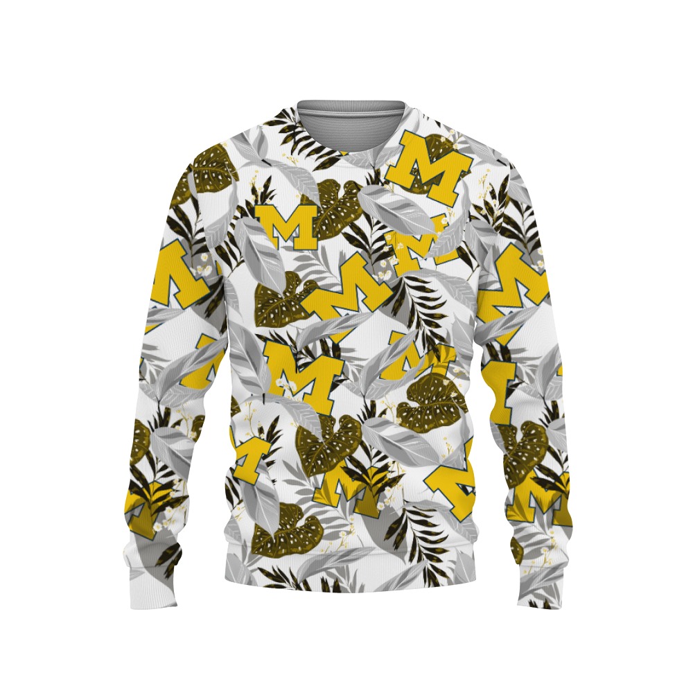 Michigan Football Champions Sports Hawaiian Tropical Patterns Shirt-3D Sweatshirt