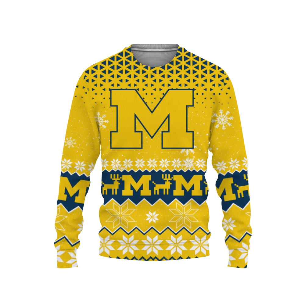 Michigan Wolverines Sports Football American Ugly Christmas Sweater New Trends For Fans Club Gifts Unisex, Hoodie, Sweatshirt-3D Sweatshirt