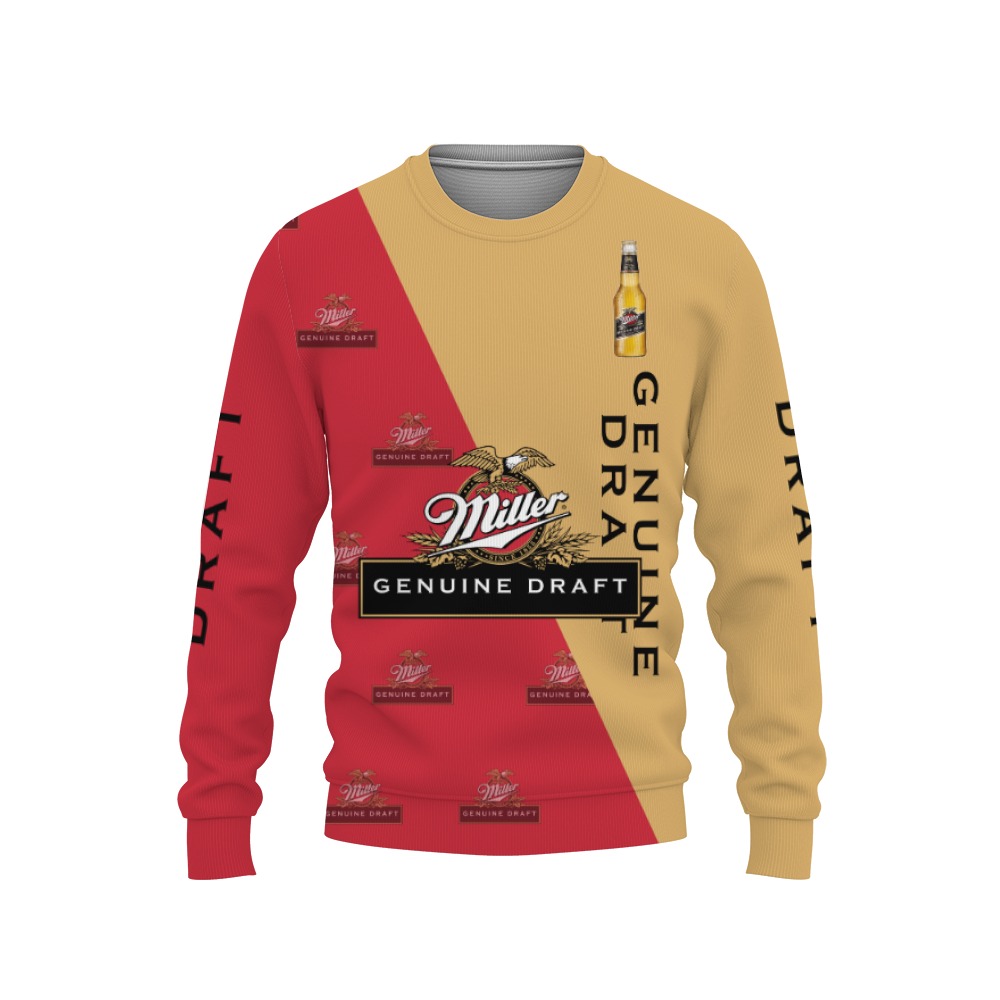 Miller Genuine Draft Beers Beers And Whiskey Pattern Logo-3D Sweatshirt