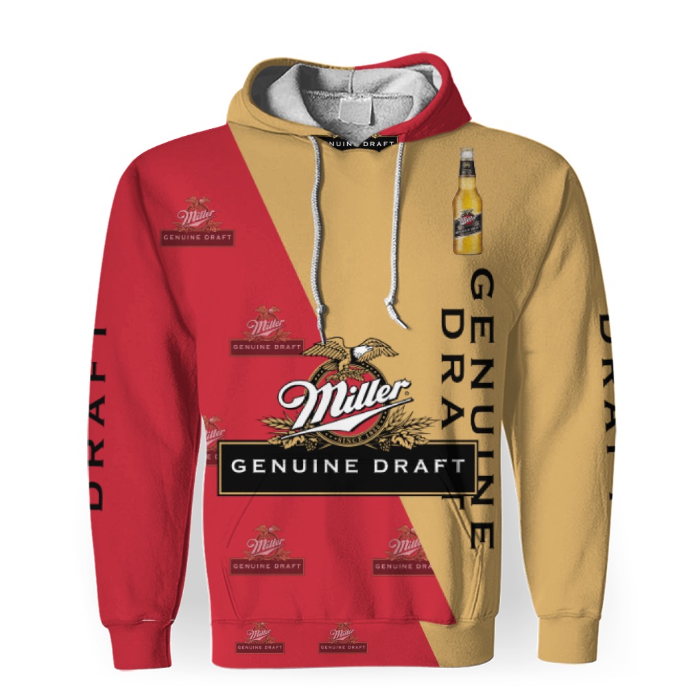 Miller Genuine Draft Beers Beers And Whiskey Pattern Logo-3D Unisex Hoodie