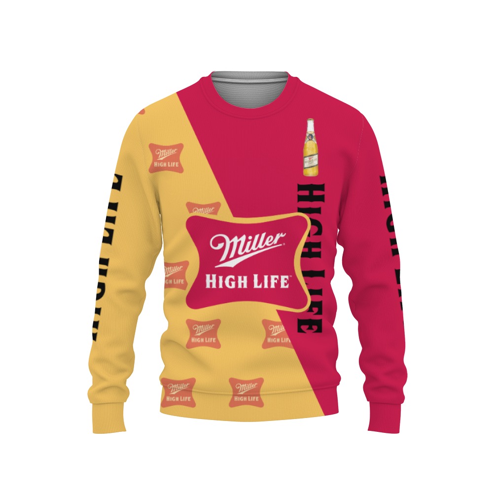 Miller High Life Beers Beers And Whiskey Pattern Logo-3D Sweatshirt