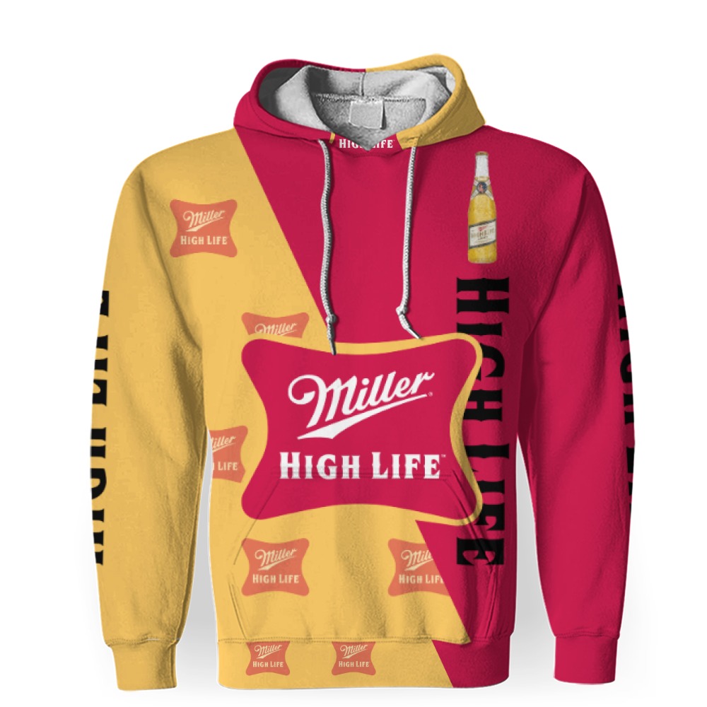 Miller High Life Beers Beers And Whiskey Pattern Logo-3D Unisex Hoodie