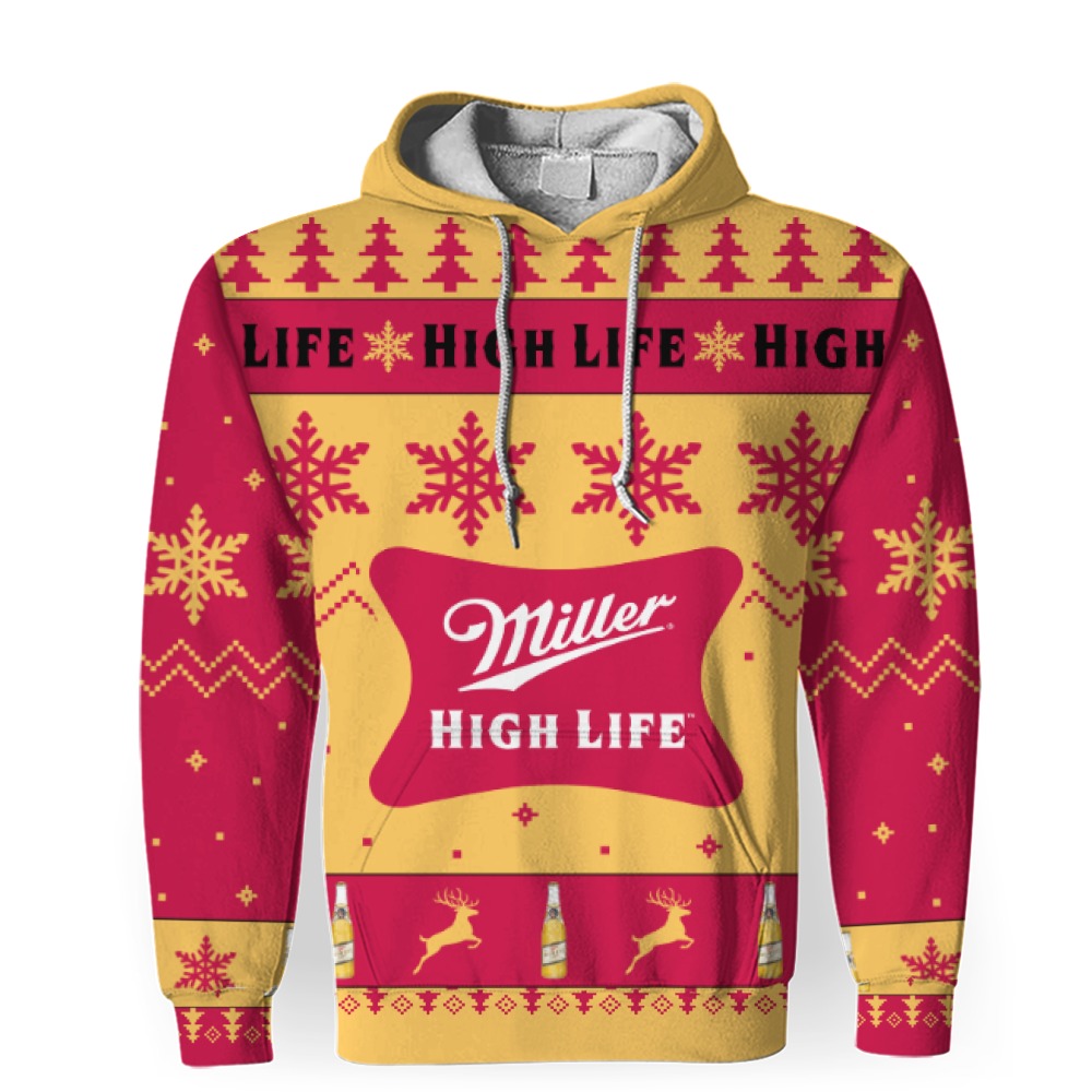 Miller High Life Beers Merry Christmas Unisex Gift Fan-3D Unisex Hoodie