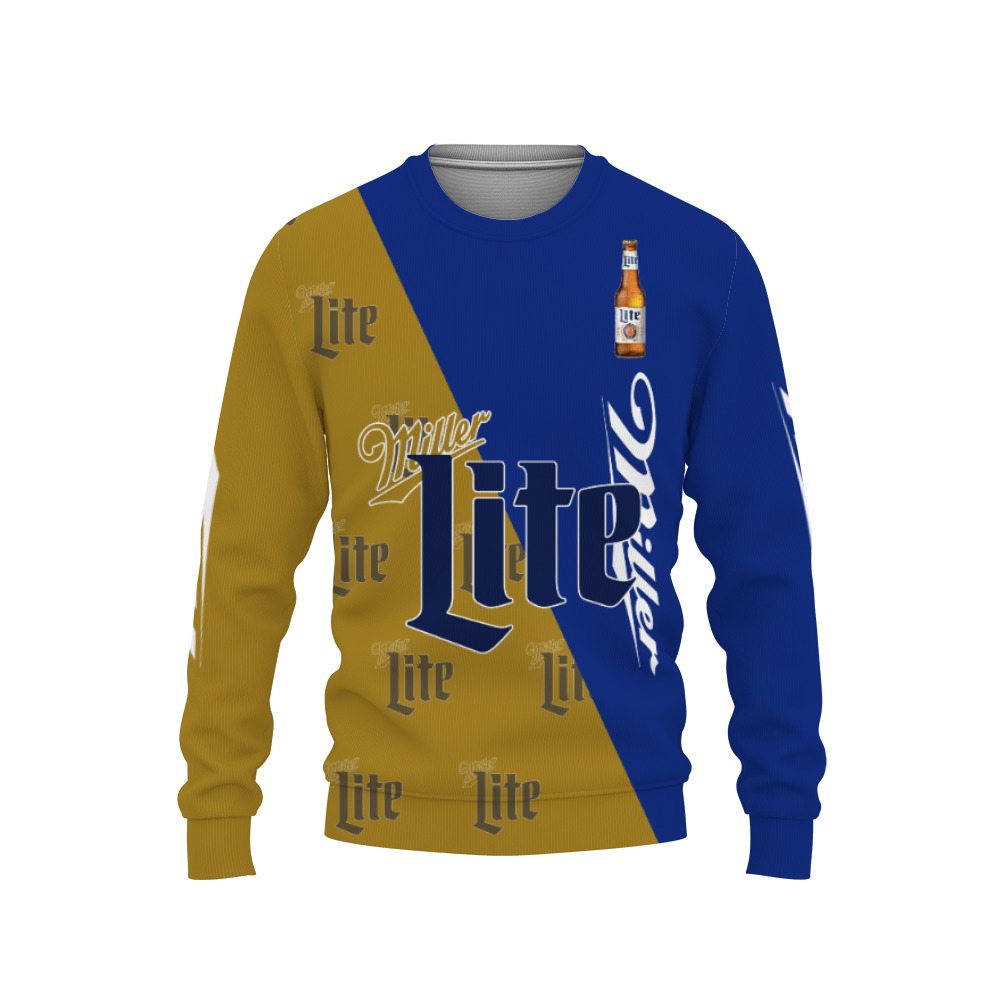 Miller Lite Beers Beers And Whiskey Pattern Logo-3D Sweatshirt