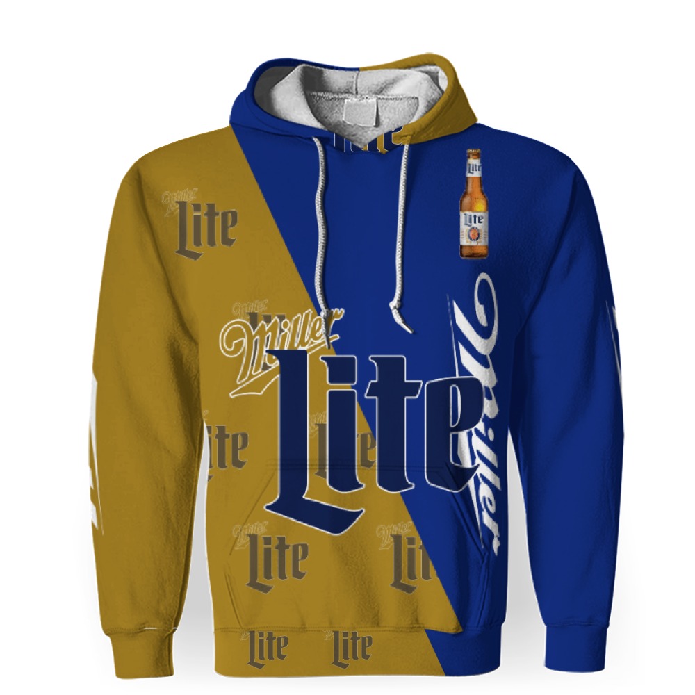 Miller Lite Beers Beers And Whiskey Pattern Logo-3D Unisex Hoodie