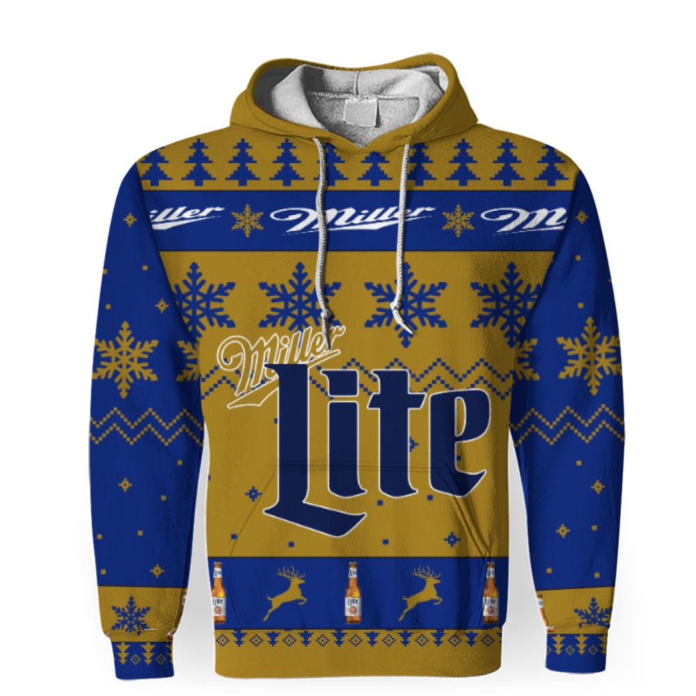 Miller Lite Beers Merry Christmas Unisex Gift Fan-3D Unisex Hoodie