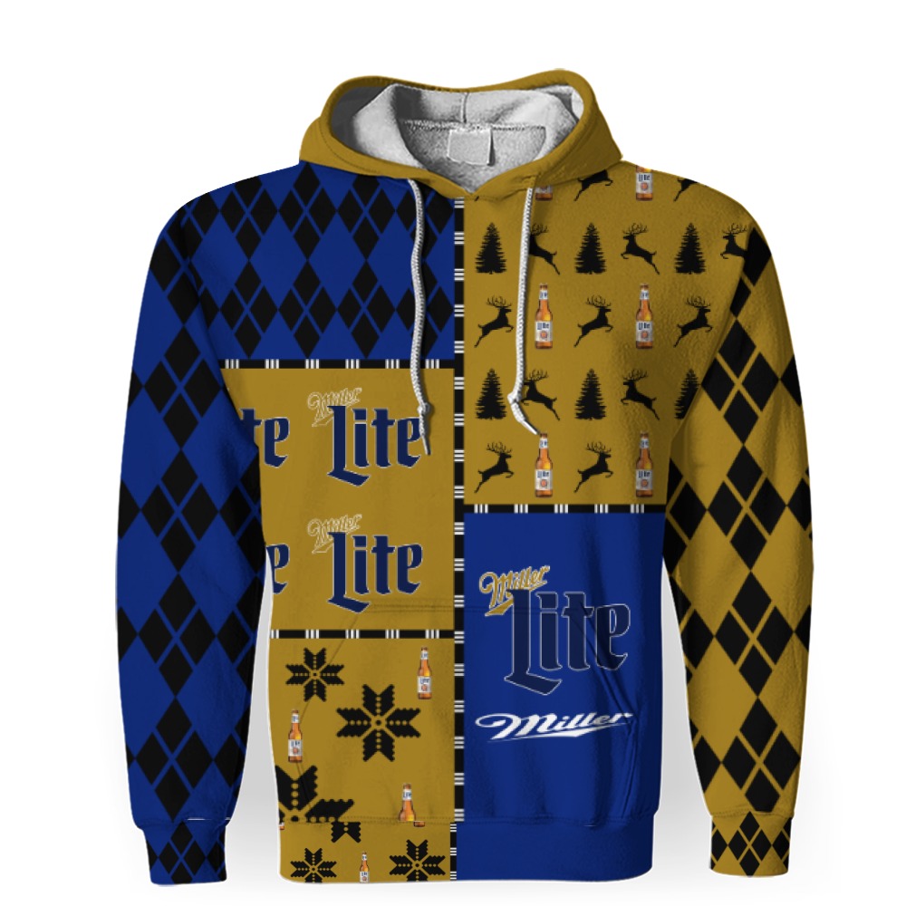 Miller Lite Beers Merry Christmas Whiskey And Beers-3D Unisex Hoodie