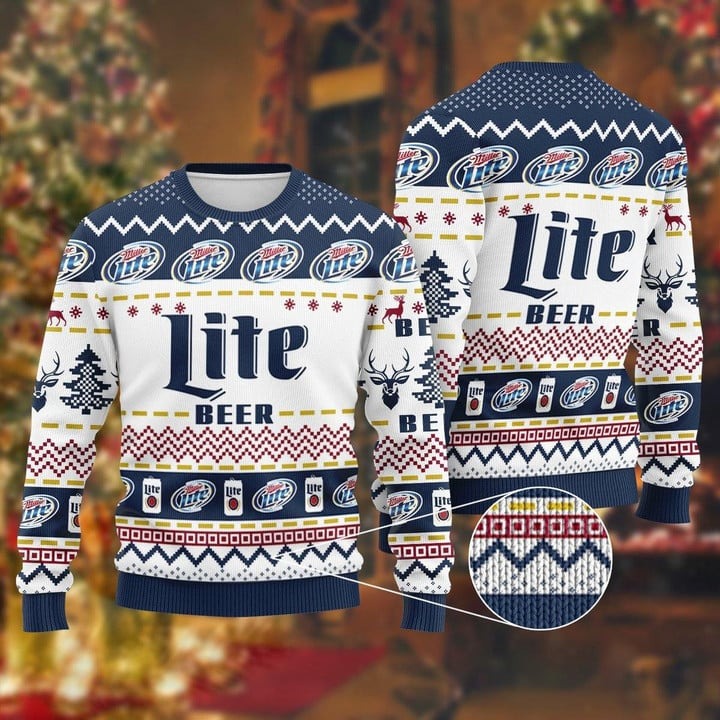 Miller Lite Christmas Sweater Royal Blue