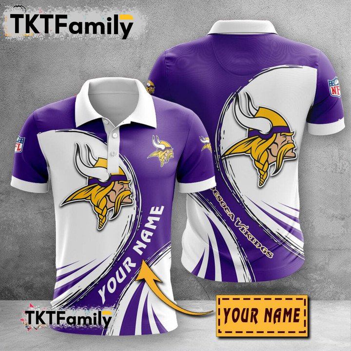 Minnesota Vikings Custom Name 3D Polo Shirt TKT Familys