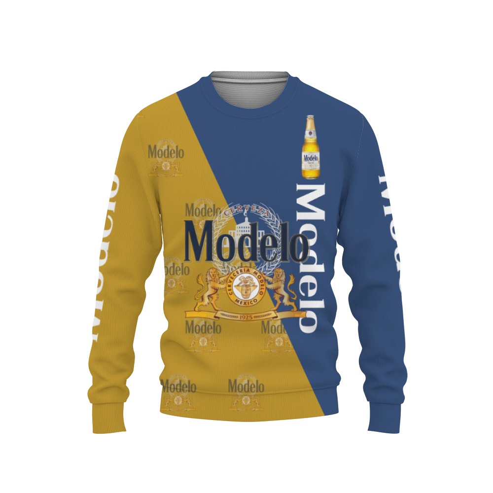 Modelo Beers Beers And Whiskey Pattern Logo-3D Sweatshirt