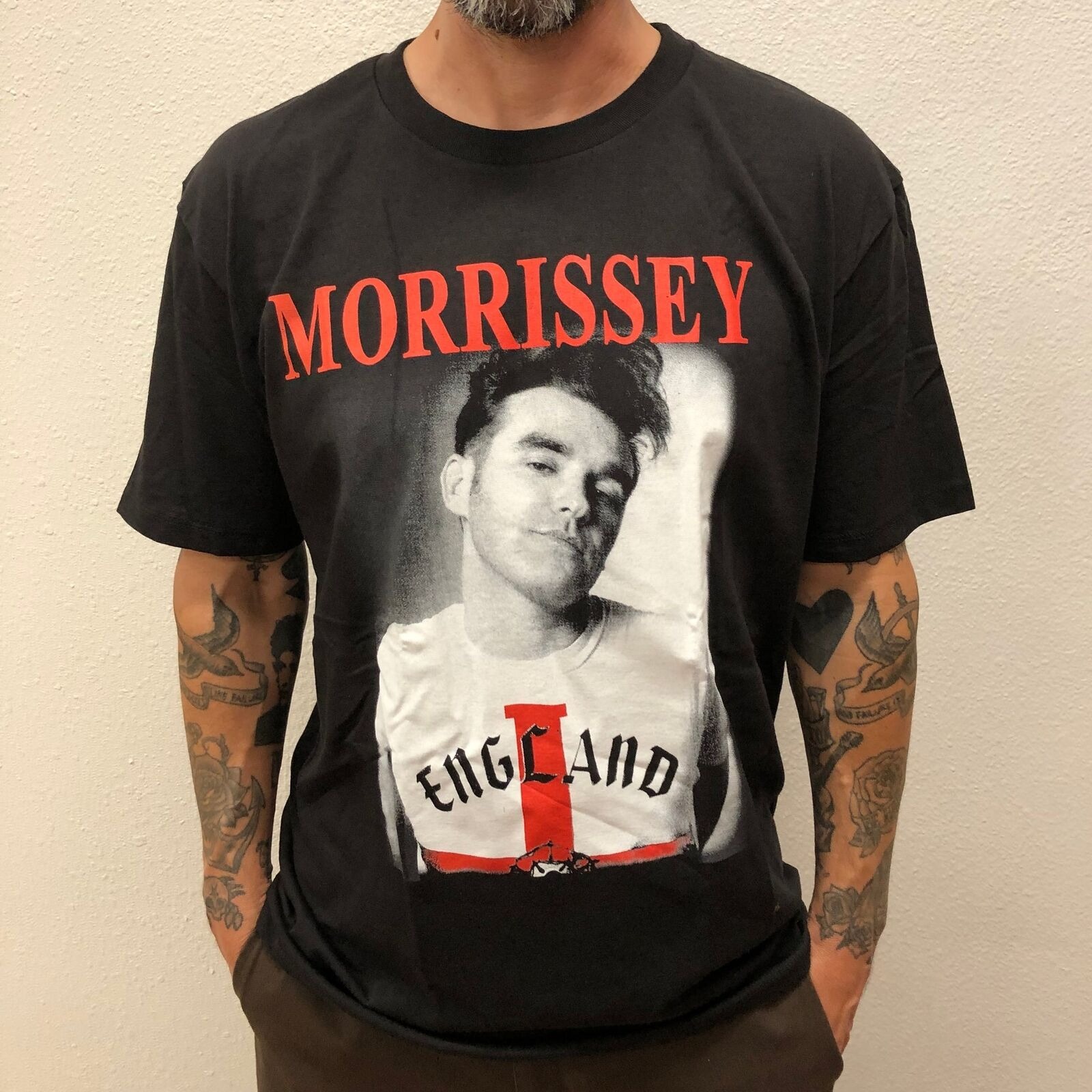 Morrissey England basic black 90s short sleeve T shirt classic style