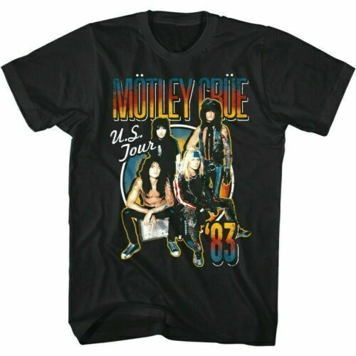 Motley Crue US Tour 83 Men's T shirt Metal Rock Band Photo Tee Vintage Concert