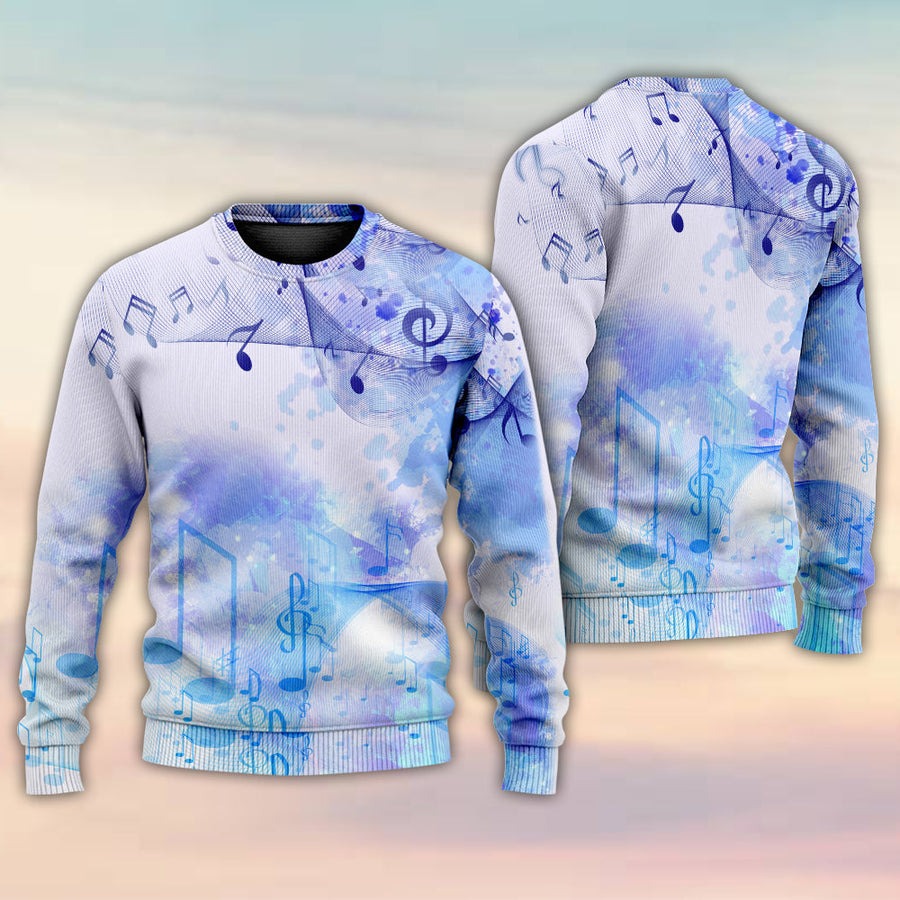 Music Watercolor Music Notes - Sweater - Ugly Christmas Sweaters