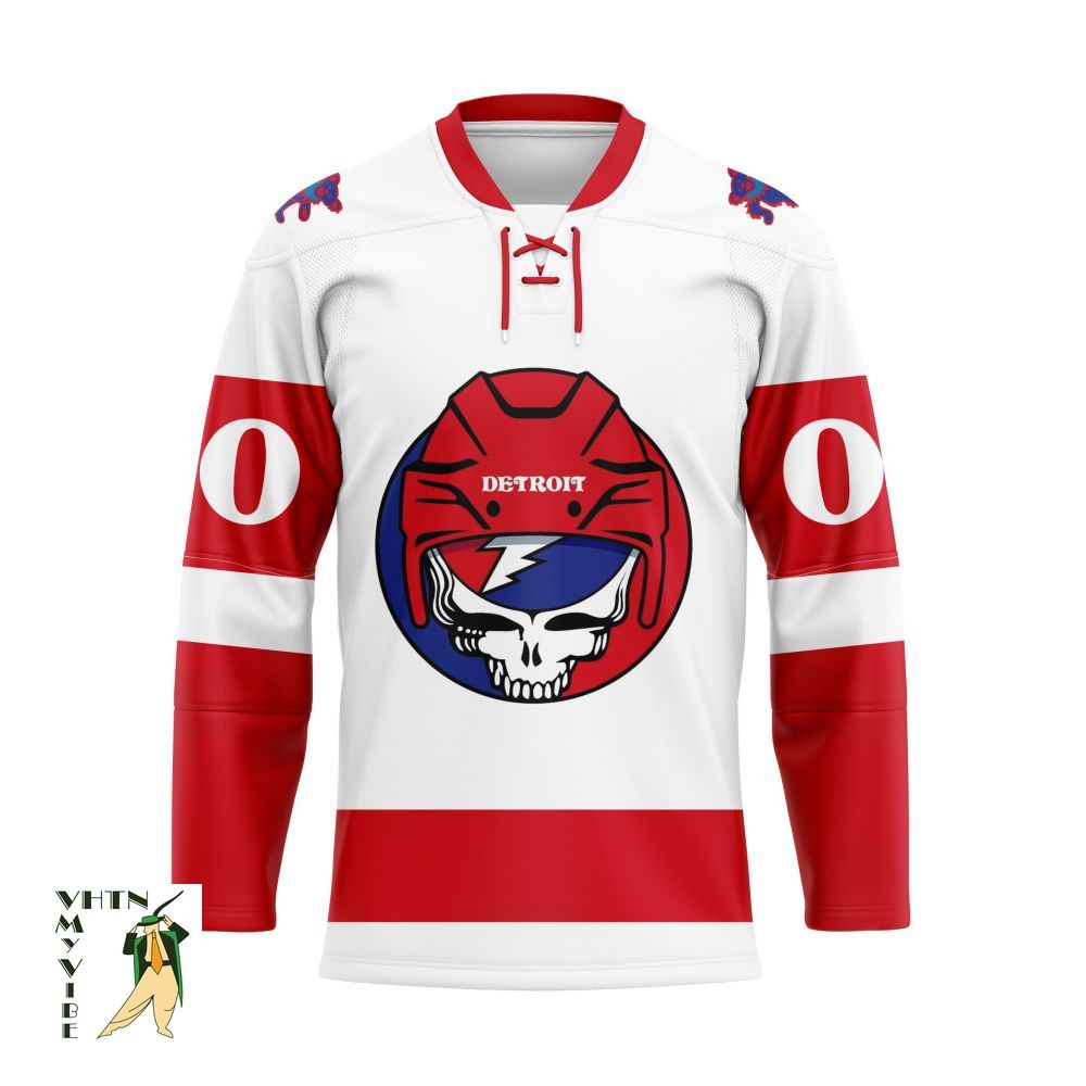 NHL Grateful Dead & Detroit Red Wings Personalized Hockey Jersey - VHTN