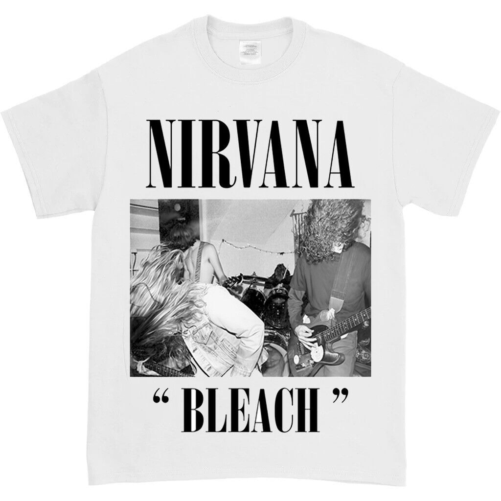 NIRVANA SHIRT, NIRVANA BLEACH NEW WHITE T-SHIRT