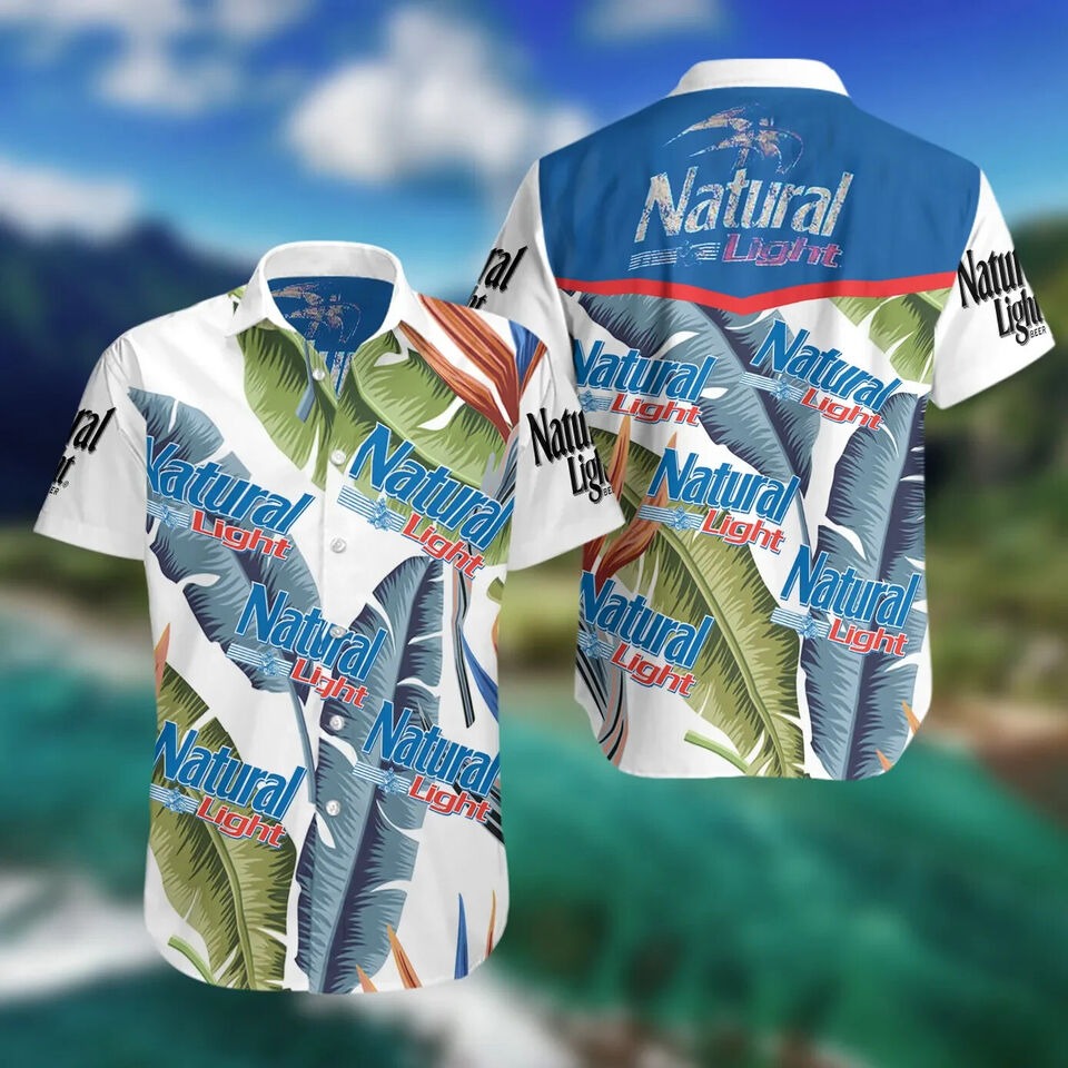 Natural Light Beer Summer Short Sleeve Hawaiian Beach Shirt, S-5XL US Size