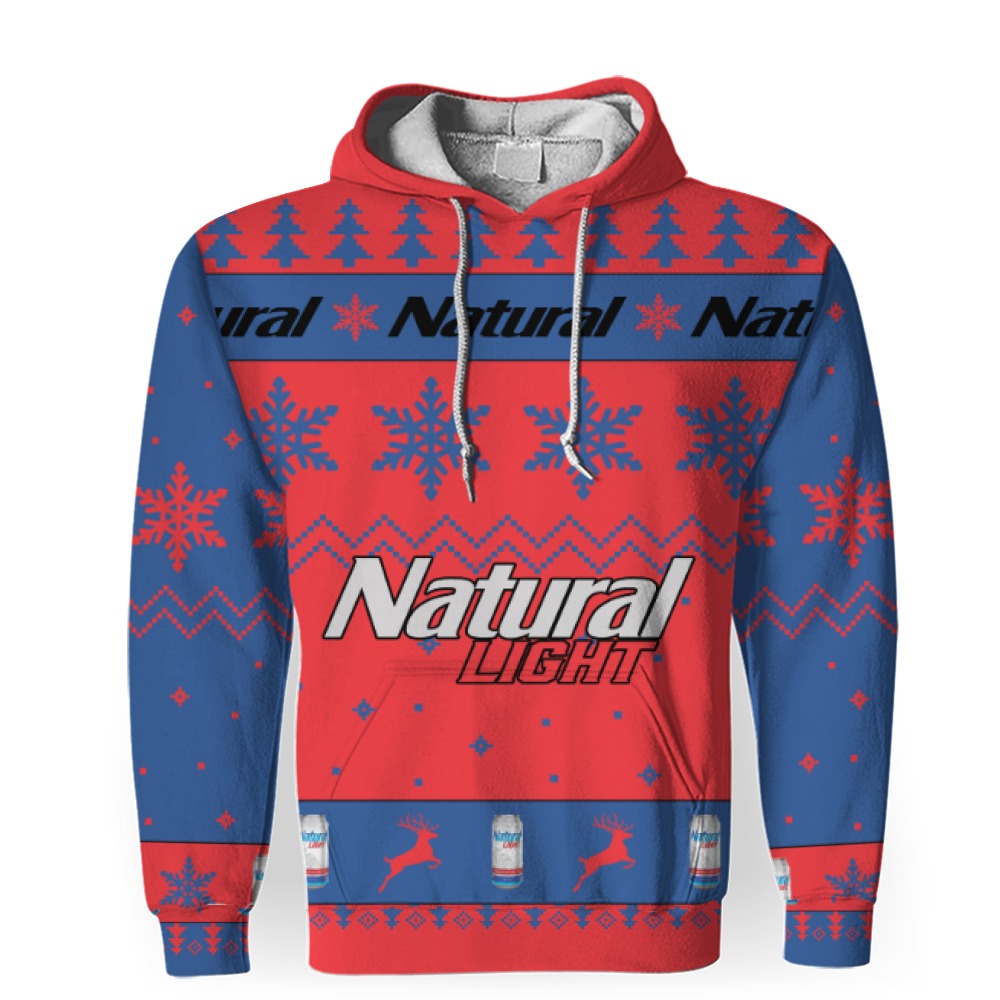 Natural Light Beers Merry Christmas Unisex Gift Fan-3D Unisex Hoodie