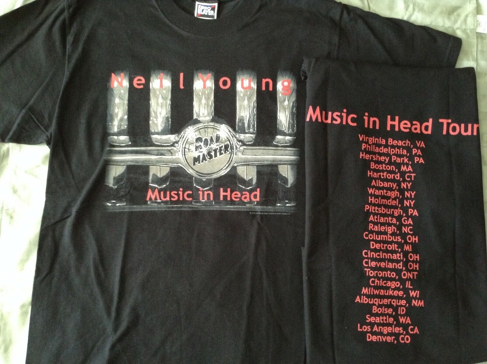 Neil Young T-SHIRT 2000 Music In Head Tour OFFICIAL NEW BLACK