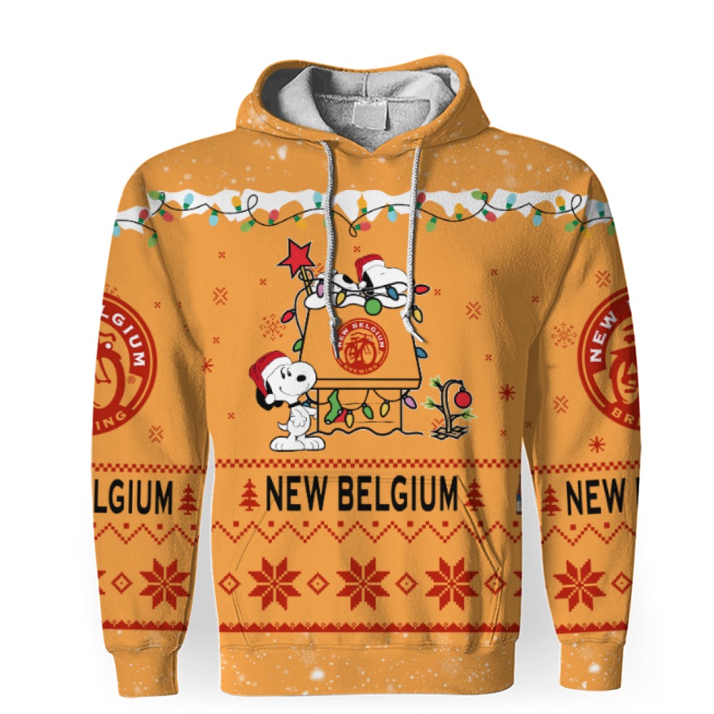 New Belgium Brewing Beers American Whiskey Beers Merry Christmas, Snoopy House Cute Fan Gift-3D Unisex Hoodie