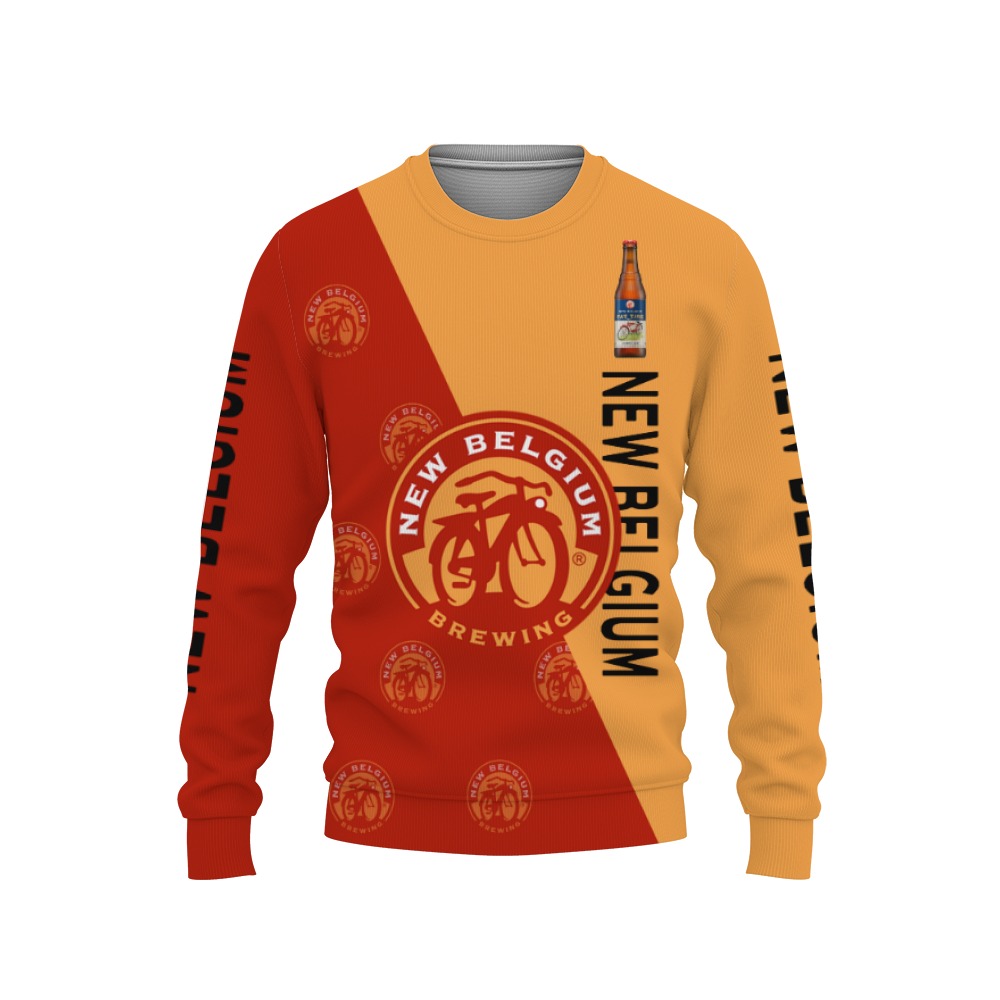 New Belgium Brewing Beers Beers And Whiskey Pattern Logo-3D Sweatshirt