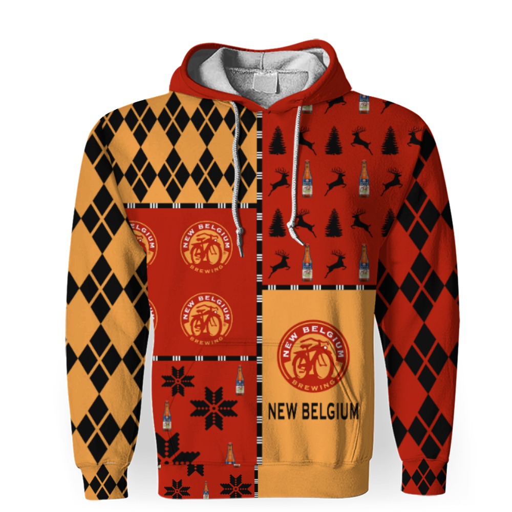 New Belgium Brewing Beers Merry Christmas Whiskey And Beers-3D Unisex Hoodie