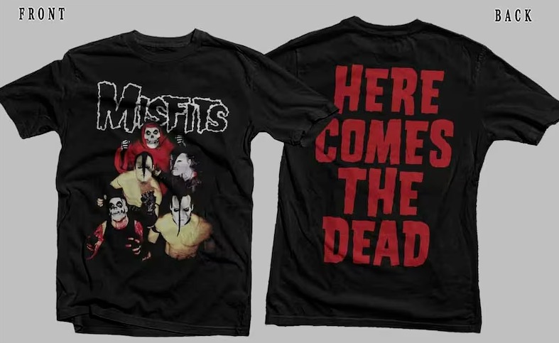 New DTG printed T-shirt- MISFITS- 1998 Misfits Here Comes The Dread Shirt 2 sides