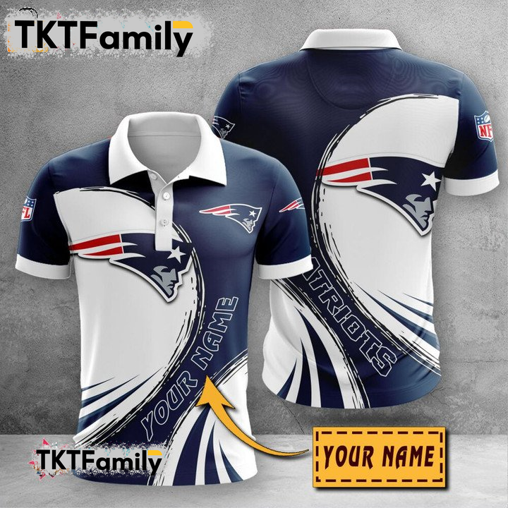 New England Patriots Custom Name 3D Polo Shirt TKT Familys