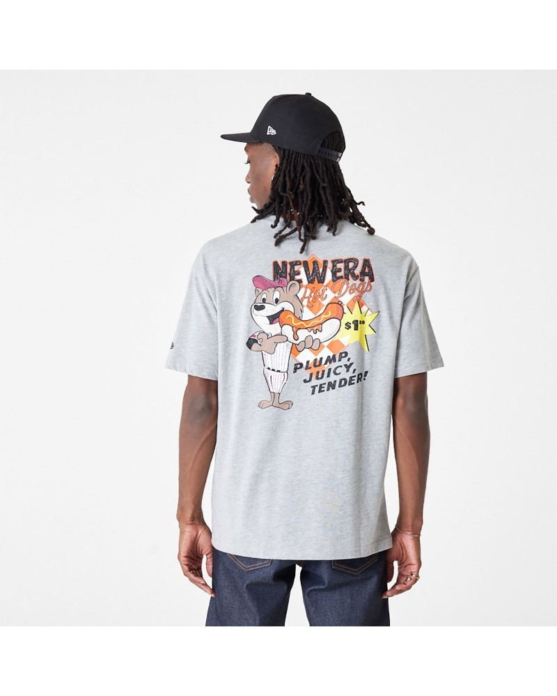 New Era - Graphic Hot Dog Bear Oversized T-Shirt - Grey